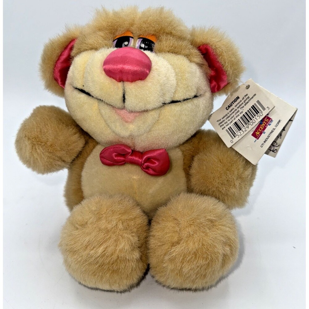 CTI Industries Nickels the Bow Tie Bear Tan Plush Stuffed Animal Hang Tag 9”